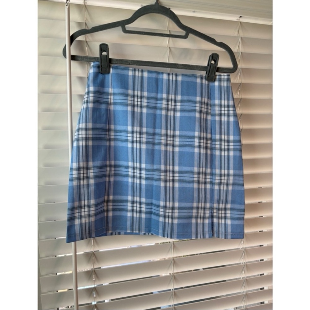 Birdies Blue and White Plaid Mini Skirt